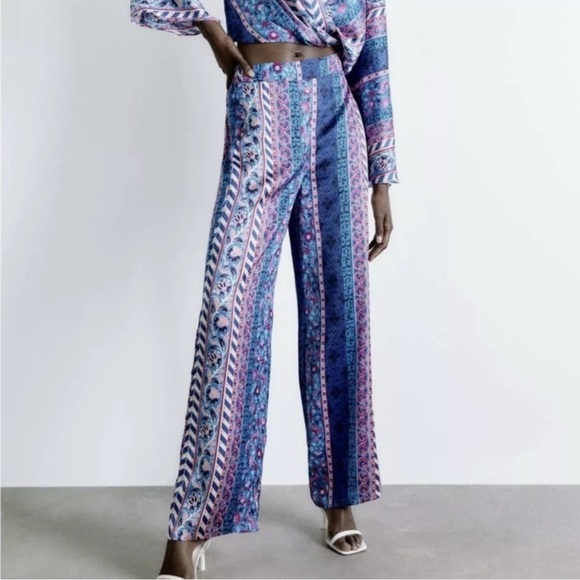 ZARA satin palazzo pants - Picture 1 of 2